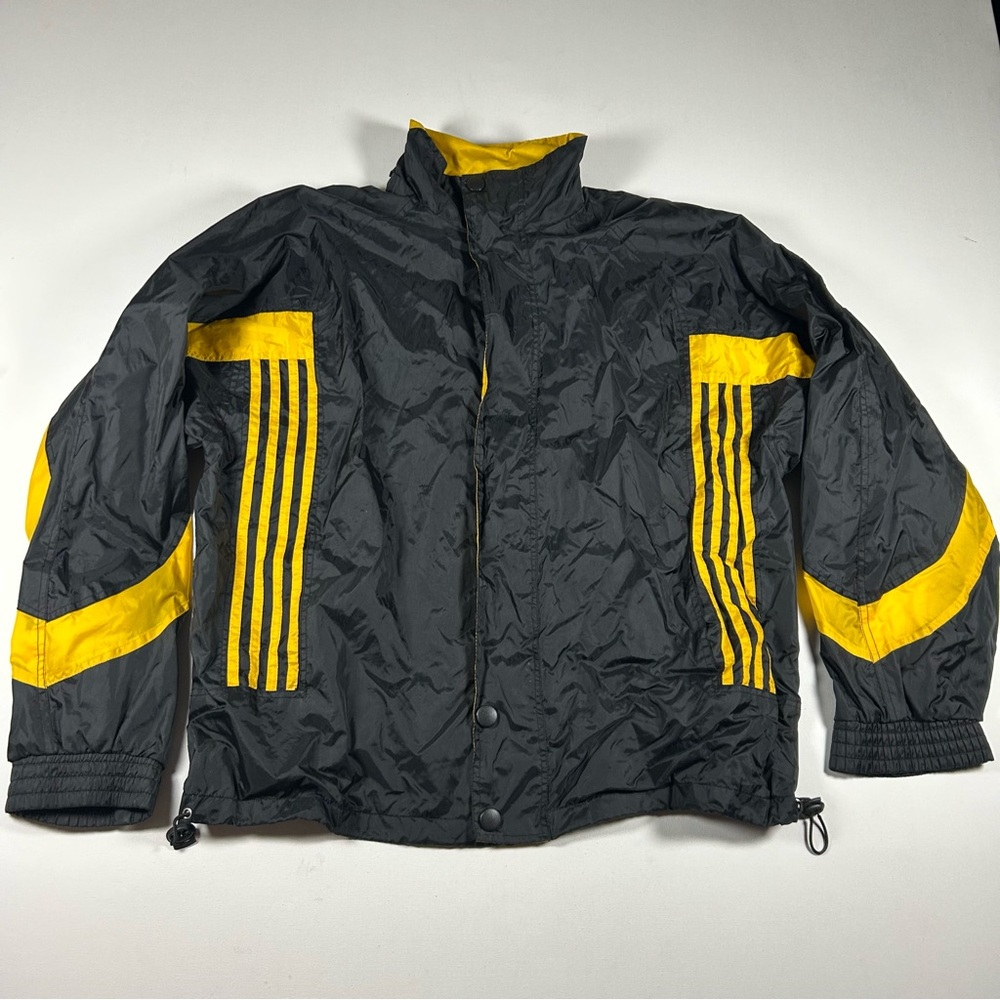 Vintage Vangelis Sports Wear Mens Windbreaker Large Full Zip Lined Black Jacket